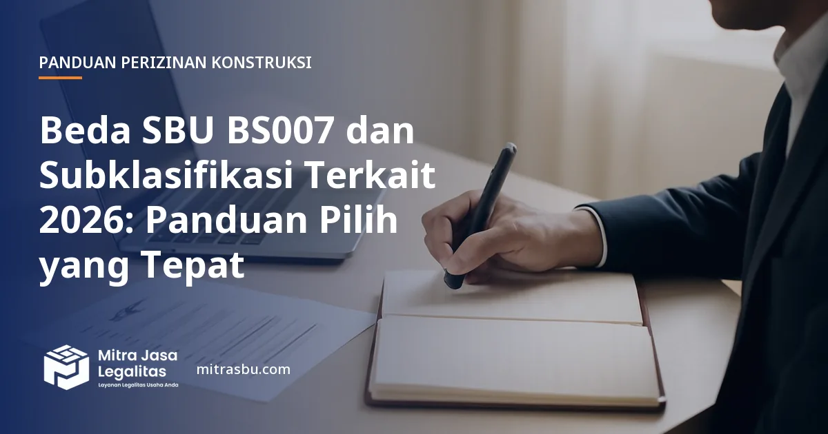 Ilustrasi artikel Beda SBU BS007 dan Subklasifikasi Terkait 2026: Panduan Pilih yang Tepat — Mitra Jasa Legalitas