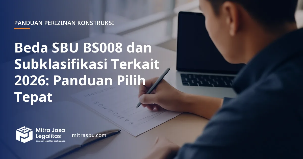 Ilustrasi artikel Beda SBU BS008 dan Subklasifikasi Terkait 2026: Panduan Pilih Tepat — Mitra Jasa Legalitas