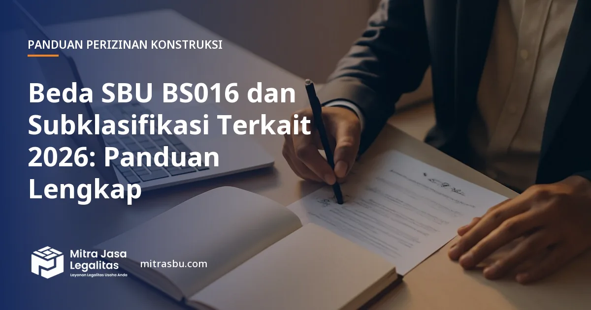 Ilustrasi artikel Beda SBU BS016 dan Subklasifikasi Terkait 2026: Panduan Lengkap — Mitra Jasa Legalitas