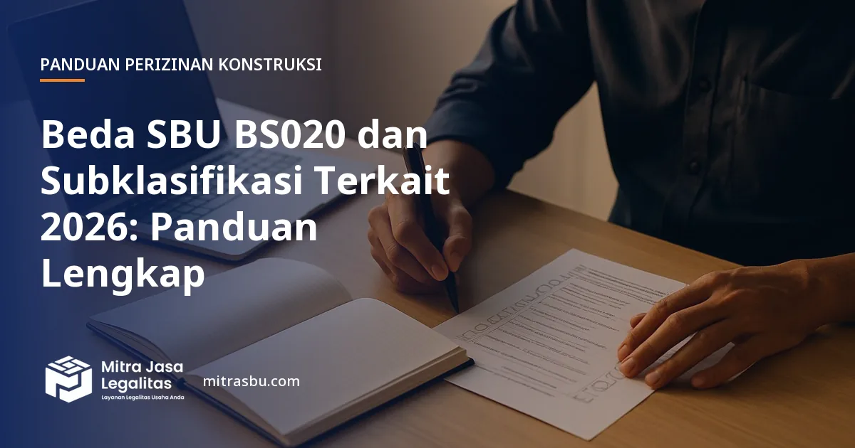 Ilustrasi artikel Beda SBU BS020 dan Subklasifikasi Terkait 2026: Panduan Lengkap — Mitra Jasa Legalitas