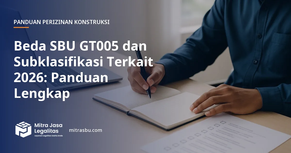Ilustrasi artikel Beda SBU GT005 dan Subklasifikasi Terkait 2026: Panduan Lengkap — Mitra Jasa Legalitas