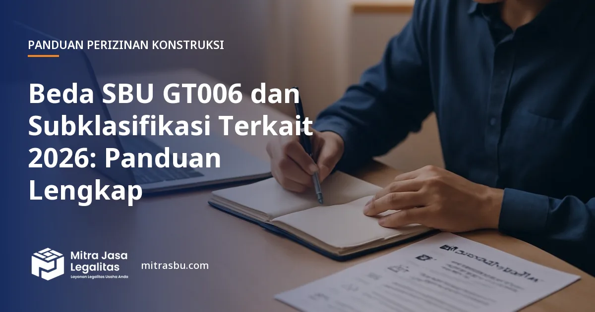 Ilustrasi artikel Beda SBU GT006 dan Subklasifikasi Terkait 2026: Panduan Lengkap — Mitra Jasa Legalitas