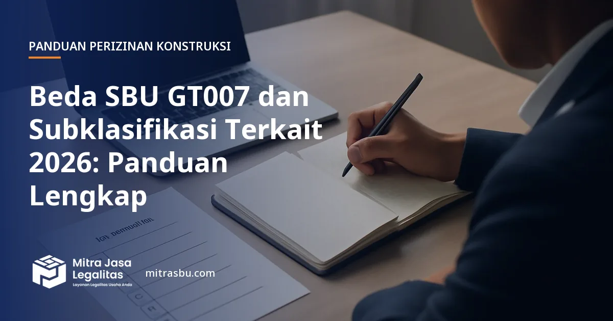 Ilustrasi artikel Beda SBU GT007 dan Subklasifikasi Terkait 2026: Panduan Lengkap — Mitra Jasa Legalitas