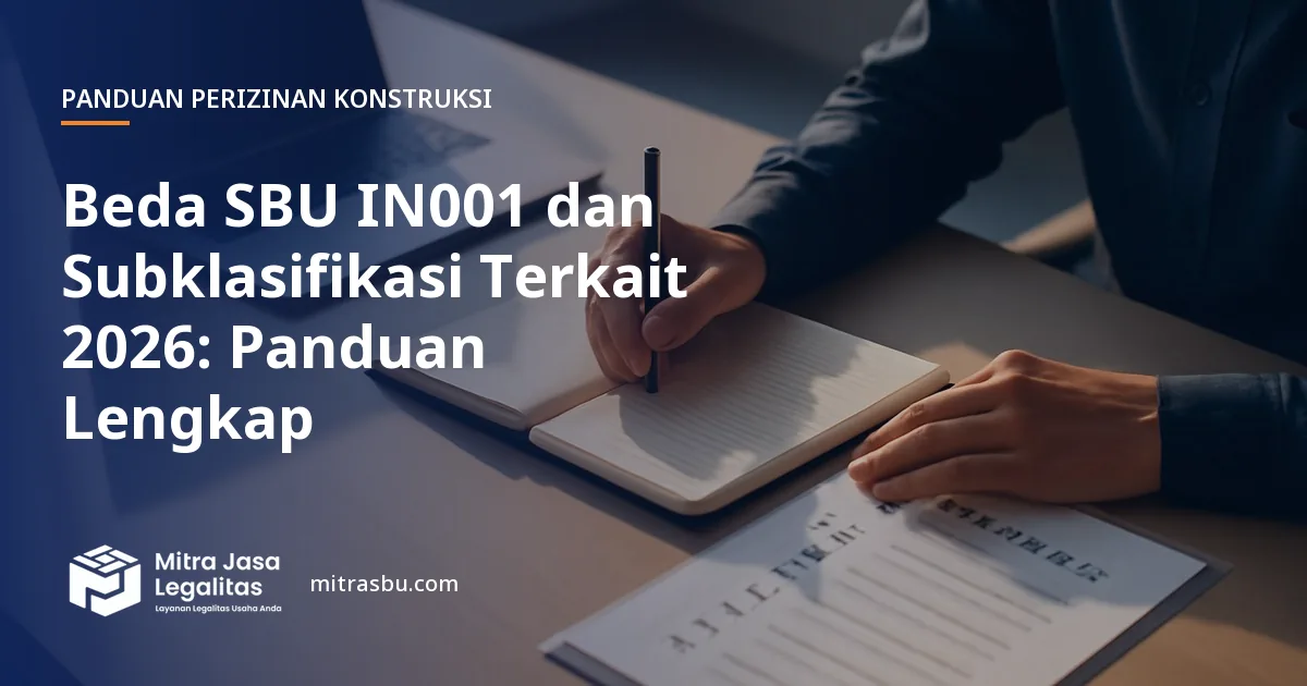 Ilustrasi artikel Beda SBU IN001 dan Subklasifikasi Terkait 2026: Panduan Lengkap — Mitra Jasa Legalitas