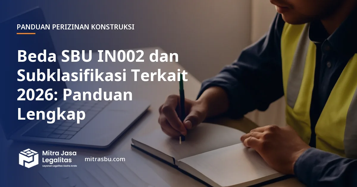 Ilustrasi artikel Beda SBU IN002 dan Subklasifikasi Terkait 2026: Panduan Lengkap — Mitra Jasa Legalitas