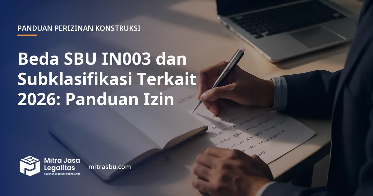 Ilustrasi artikel Beda SBU IN003 dan Subklasifikasi Terkait 2026: Panduan Izin — Mitra Jasa Legalitas