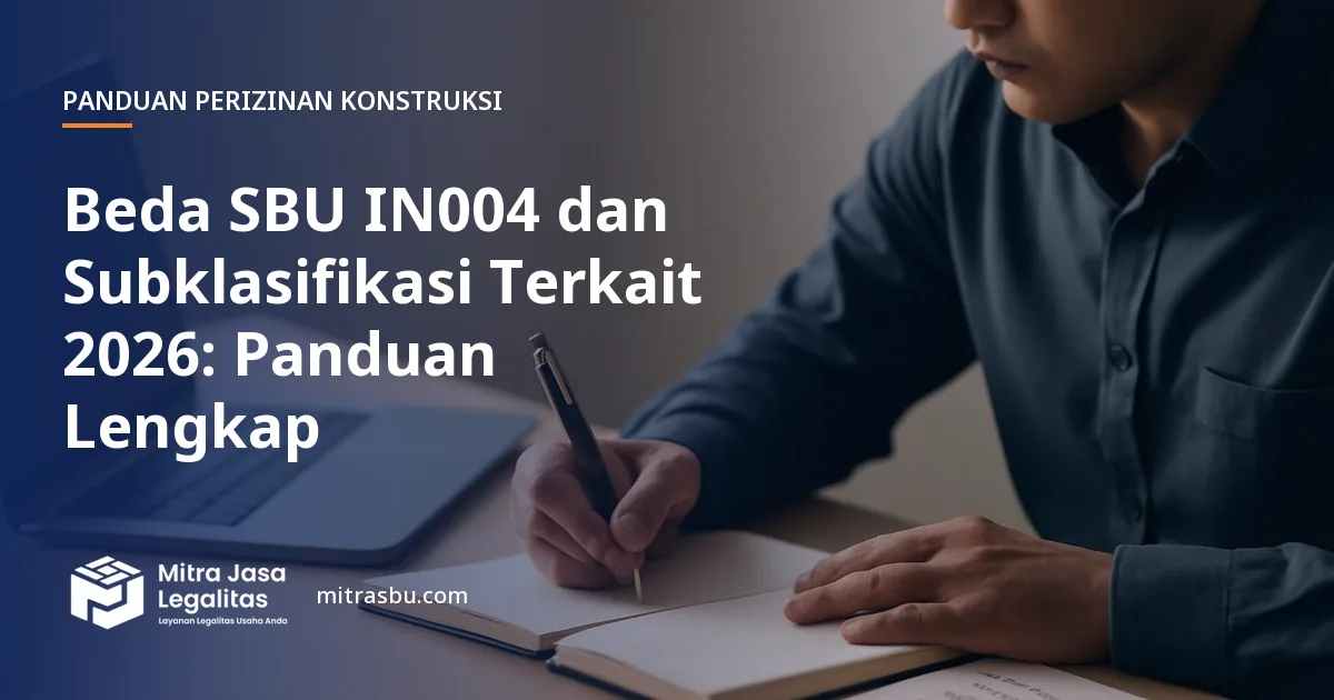 Ilustrasi artikel Beda SBU IN004 dan Subklasifikasi Terkait 2026: Panduan Lengkap — Mitra Jasa Legalitas