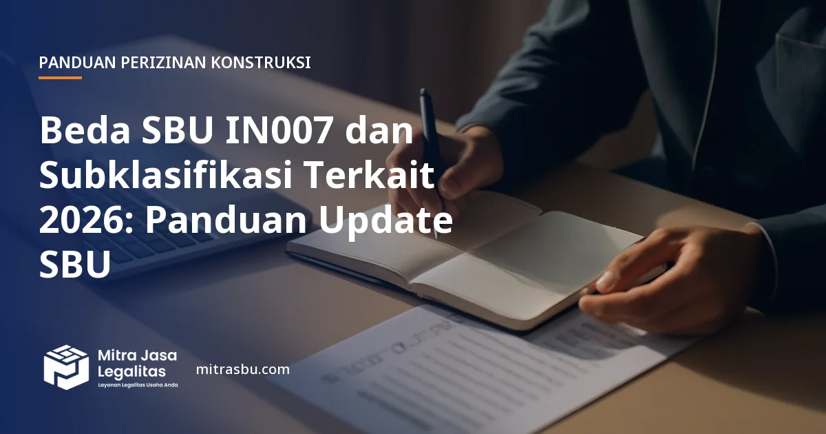Ilustrasi artikel Beda SBU IN007 dan Subklasifikasi Terkait 2026: Panduan Update SBU — Mitra Jasa Legalitas