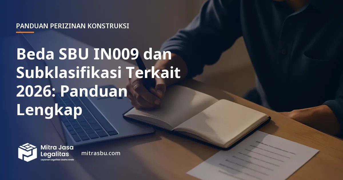 Ilustrasi artikel Beda SBU IN009 dan Subklasifikasi Terkait 2026: Panduan Lengkap — Mitra Jasa Legalitas
