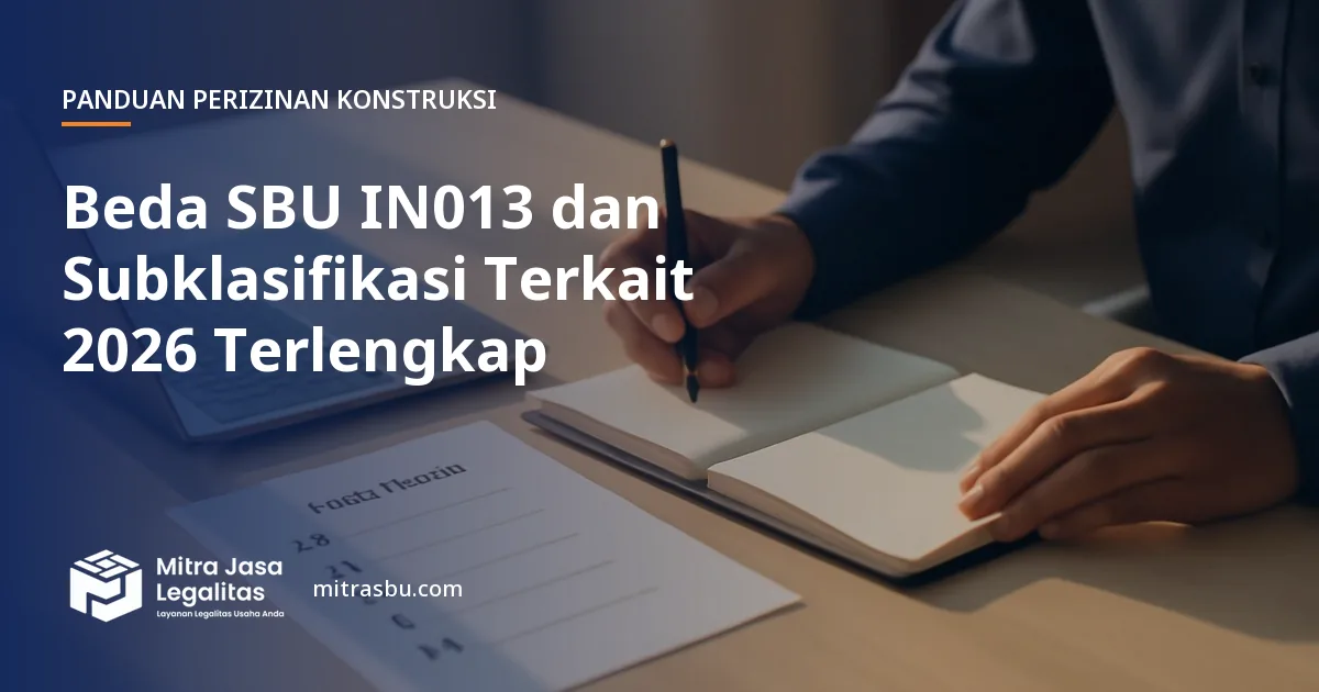Ilustrasi artikel Beda SBU IN013 dan Subklasifikasi Terkait 2026 Terlengkap — Mitra Jasa Legalitas