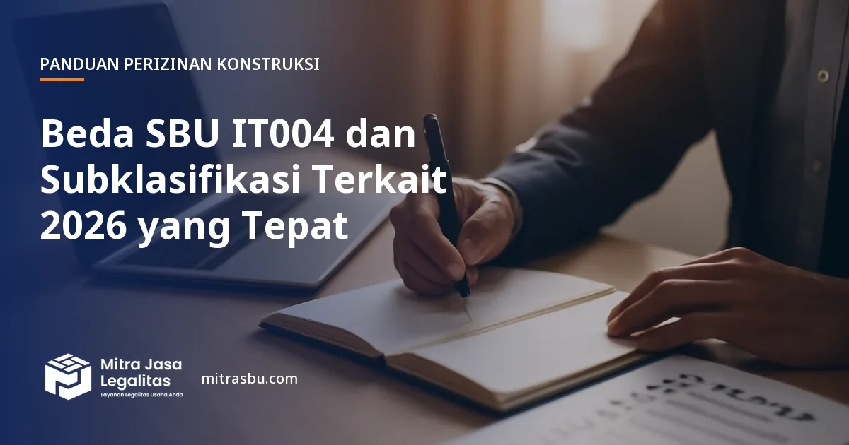 Ilustrasi artikel Beda SBU IT004 dan Subklasifikasi Terkait 2026 yang Tepat — Mitra Jasa Legalitas