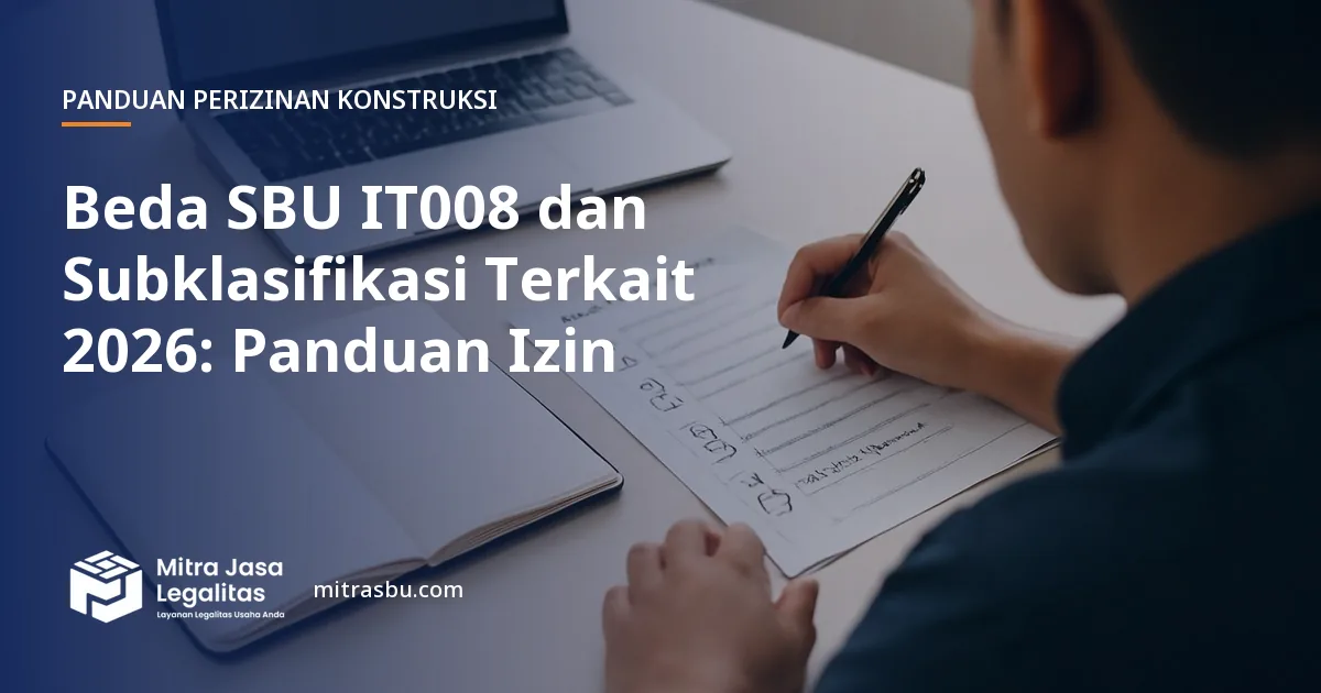 Ilustrasi artikel Beda SBU IT008 dan Subklasifikasi Terkait 2026: Panduan Izin — Mitra Jasa Legalitas