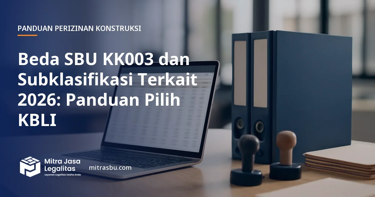Ilustrasi artikel Beda SBU KK003 dan Subklasifikasi Terkait 2026: Panduan Pilih KBLI — Mitra Jasa Legalitas