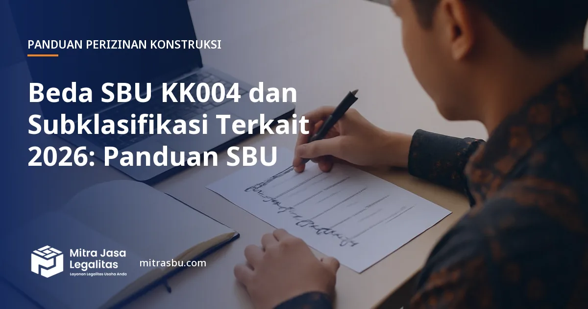 Ilustrasi artikel Beda SBU KK004 dan Subklasifikasi Terkait 2026: Panduan SBU — Mitra Jasa Legalitas