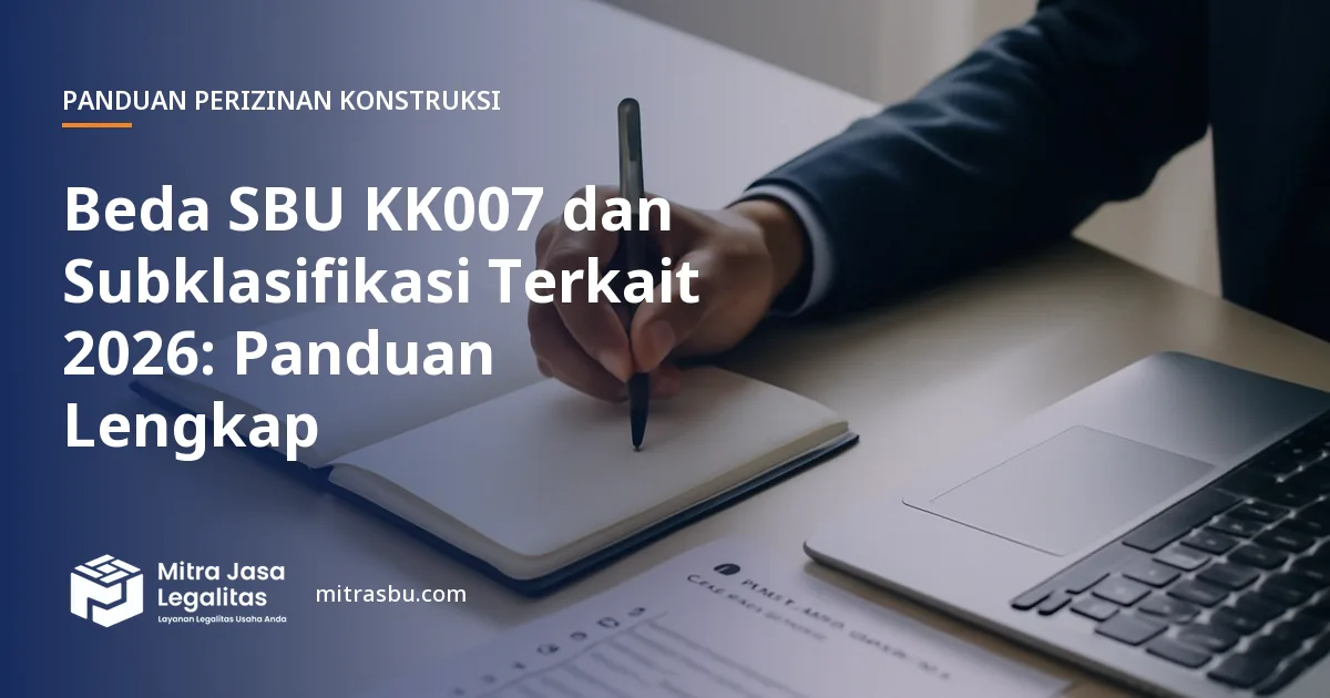 Ilustrasi artikel Beda SBU KK007 dan Subklasifikasi Terkait 2026: Panduan Lengkap — Mitra Jasa Legalitas