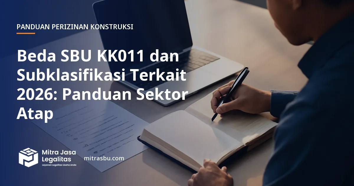 Ilustrasi artikel Beda SBU KK011 dan Subklasifikasi Terkait 2026: Panduan Sektor Atap — Mitra Jasa Legalitas