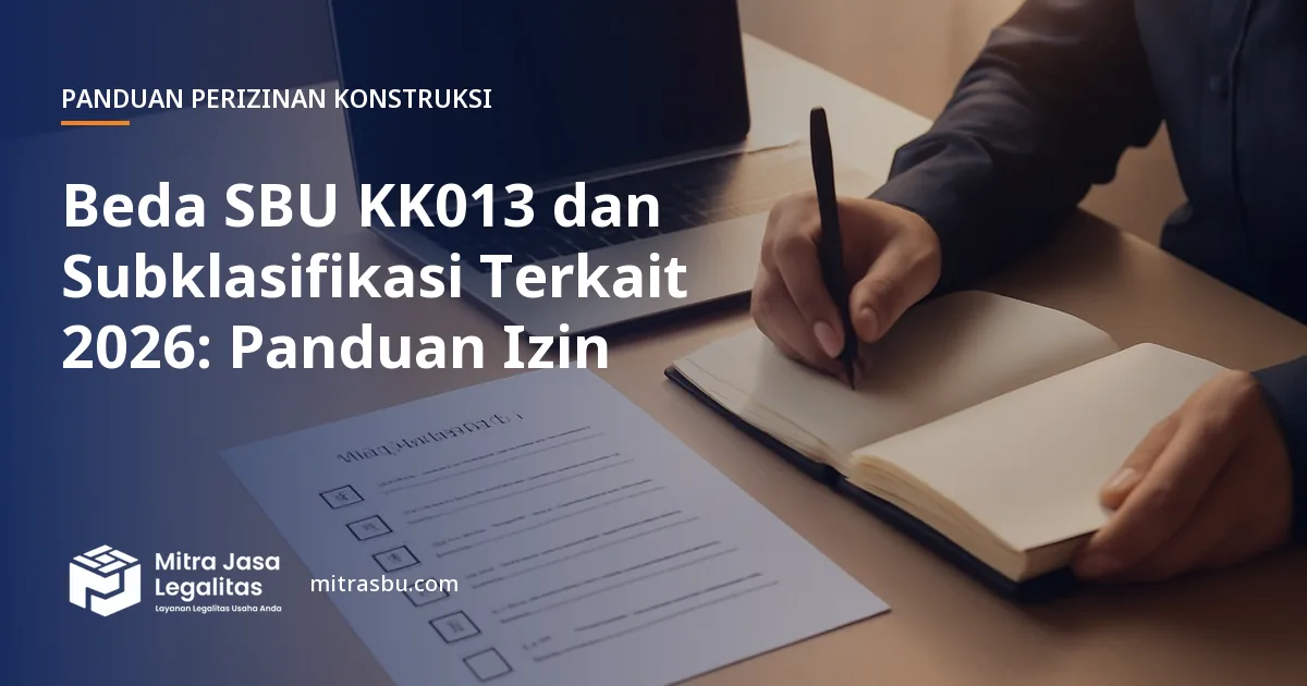 Ilustrasi artikel Beda SBU KK013 dan Subklasifikasi Terkait 2026: Panduan Izin — Mitra Jasa Legalitas