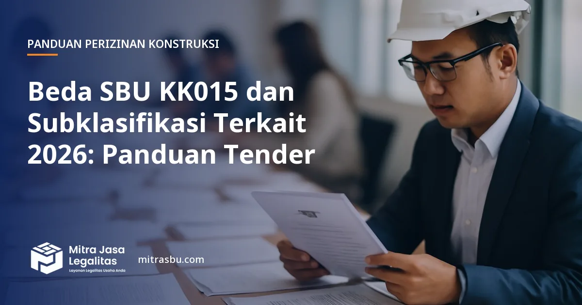Ilustrasi artikel Beda SBU KK015 dan Subklasifikasi Terkait 2026: Panduan Tender — Mitra Jasa Legalitas