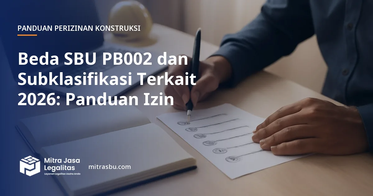 Ilustrasi artikel Beda SBU PB002 dan Subklasifikasi Terkait 2026: Panduan Izin — Mitra Jasa Legalitas