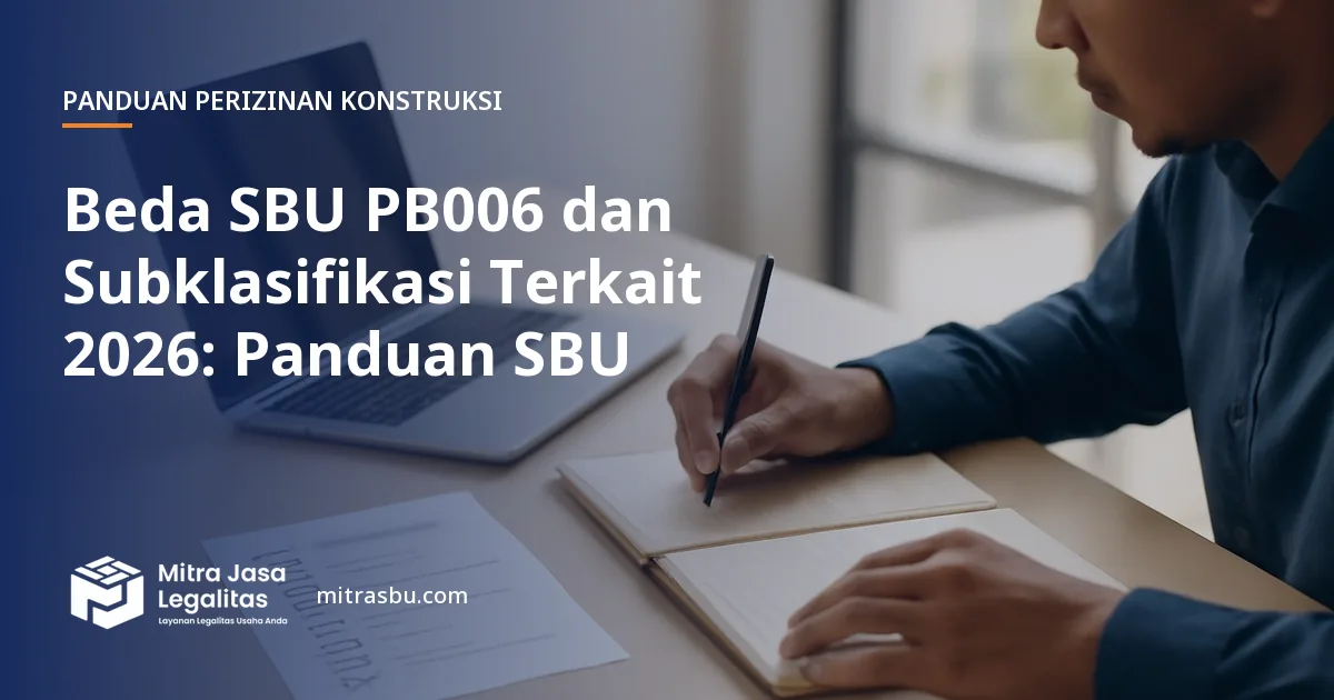 Ilustrasi artikel Beda SBU PB006 dan Subklasifikasi Terkait 2026: Panduan SBU — Mitra Jasa Legalitas