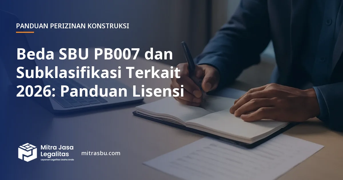 Ilustrasi artikel Beda SBU PB007 dan Subklasifikasi Terkait 2026: Panduan Lisensi — Mitra Jasa Legalitas