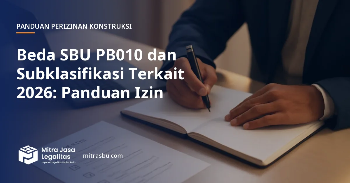 Ilustrasi artikel Beda SBU PB010 dan Subklasifikasi Terkait 2026: Panduan Izin — Mitra Jasa Legalitas