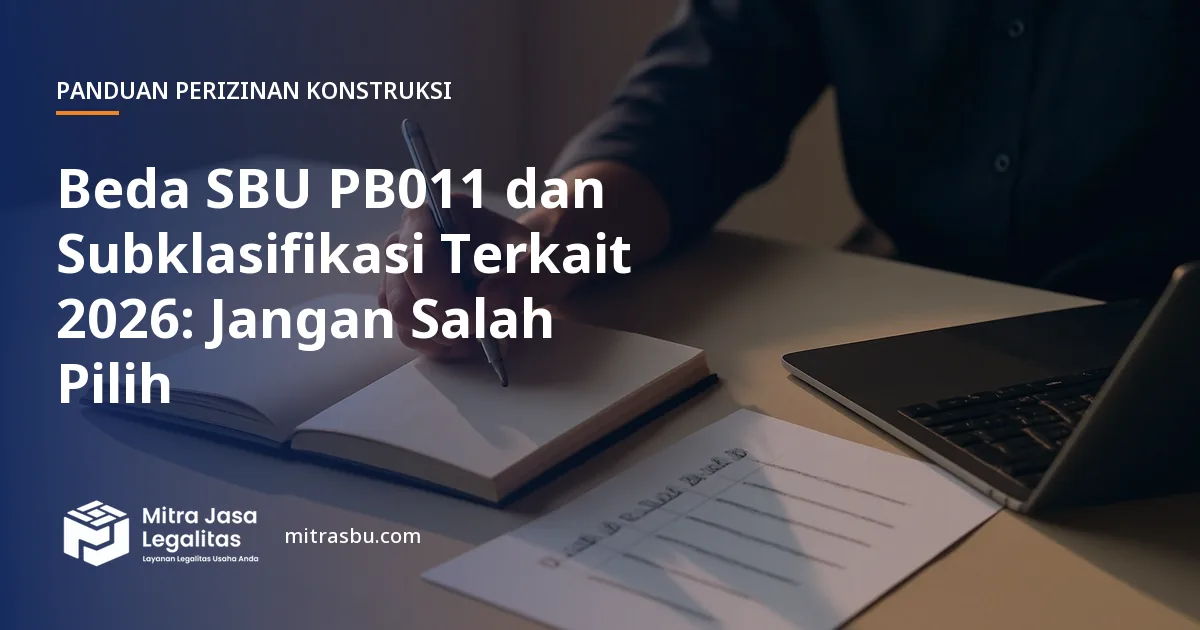 Ilustrasi artikel Beda SBU PB011 dan Subklasifikasi Terkait 2026: Jangan Salah Pilih — Mitra Jasa Legalitas
