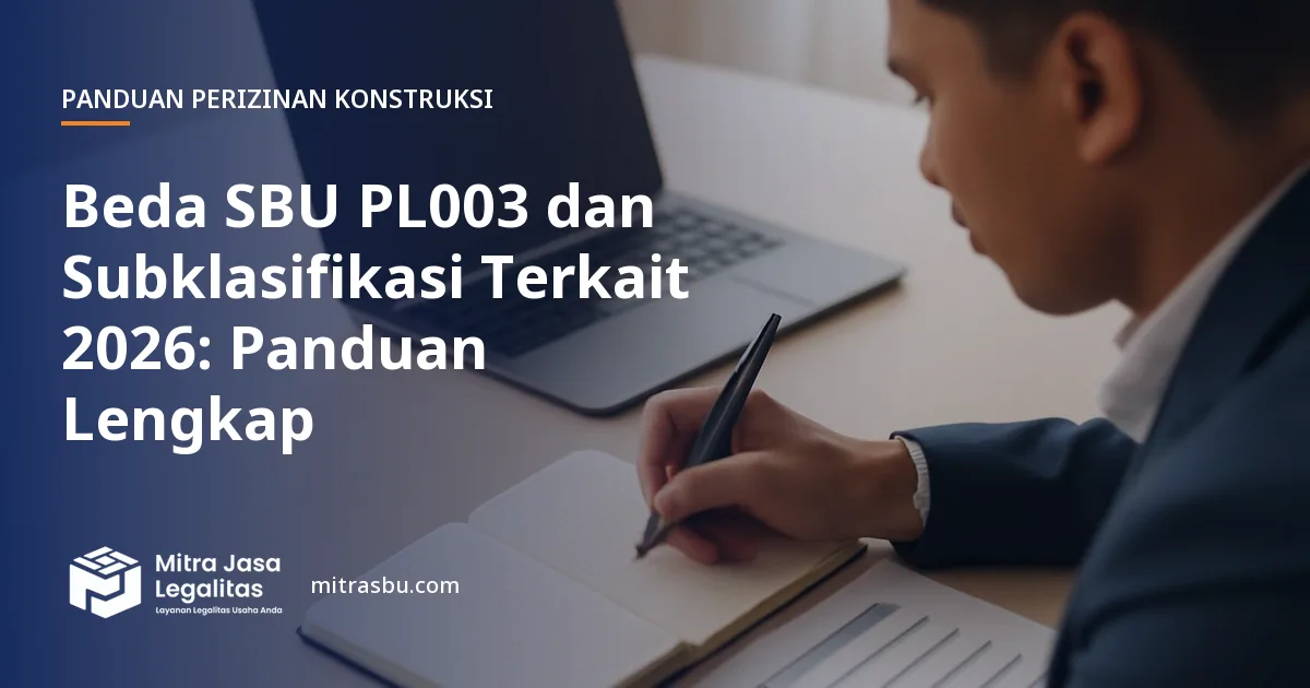 Ilustrasi artikel Beda SBU PL003 dan Subklasifikasi Terkait 2026: Panduan Lengkap — Mitra Jasa Legalitas