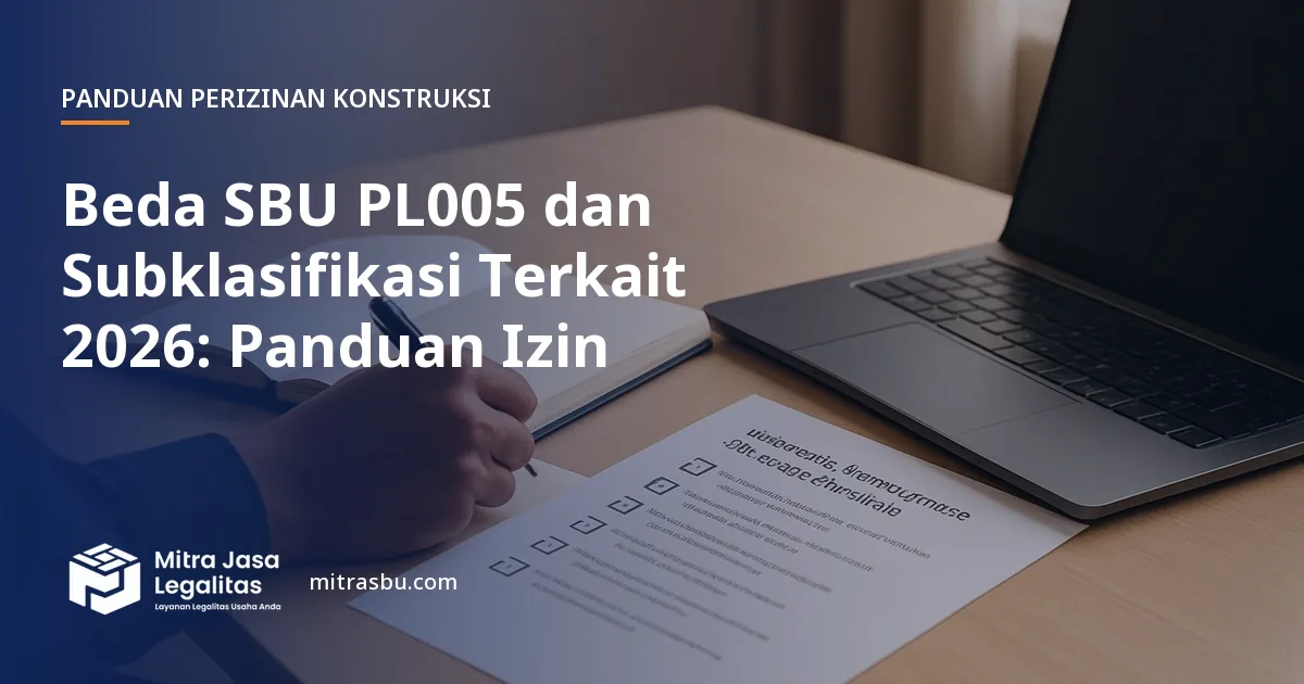 Ilustrasi artikel Beda SBU PL005 dan Subklasifikasi Terkait 2026: Panduan Izin — Mitra Jasa Legalitas