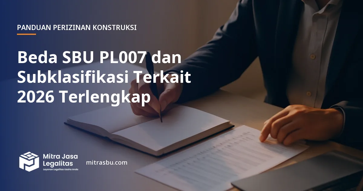 Ilustrasi artikel Beda SBU PL007 dan Subklasifikasi Terkait 2026 Terlengkap — Mitra Jasa Legalitas