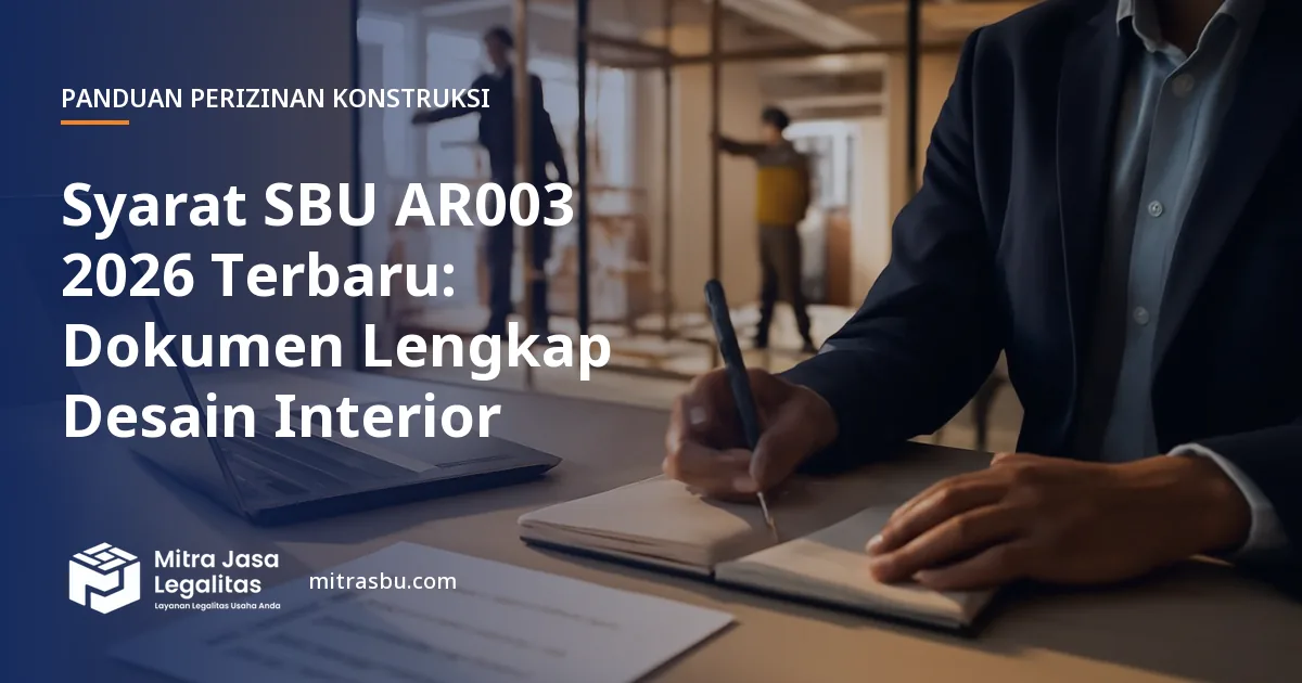 Ilustrasi artikel Syarat SBU AR003 2026 Terbaru: Dokumen Lengkap Desain Interior — Mitra Jasa Legalitas