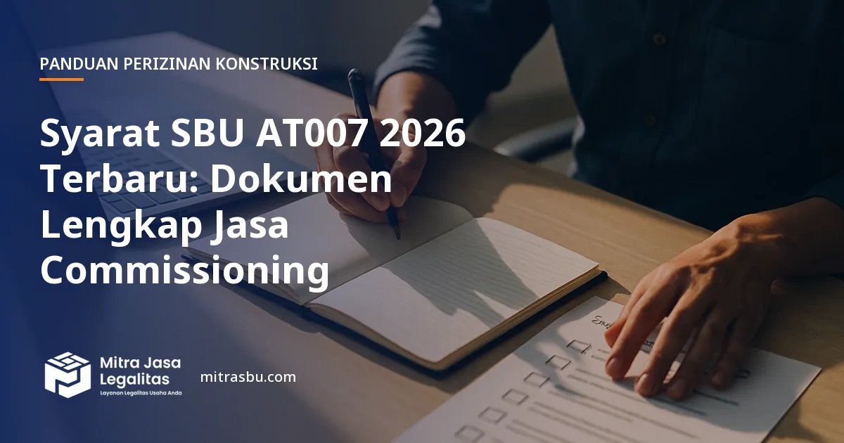 Ilustrasi artikel Syarat SBU AT007 2026 Terbaru: Dokumen Lengkap Jasa Commissioning — Mitra Jasa Legalitas