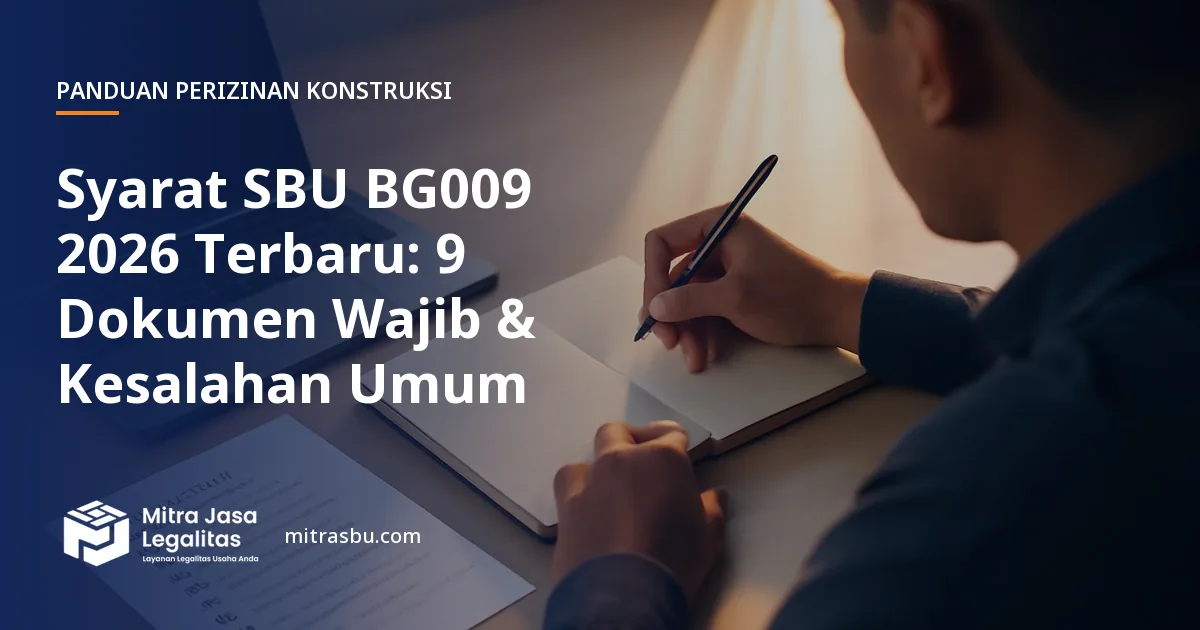 Ilustrasi artikel Syarat SBU BG009 2026 Terbaru: 9 Dokumen Wajib & Kesalahan Umum — Mitra Jasa Legalitas
