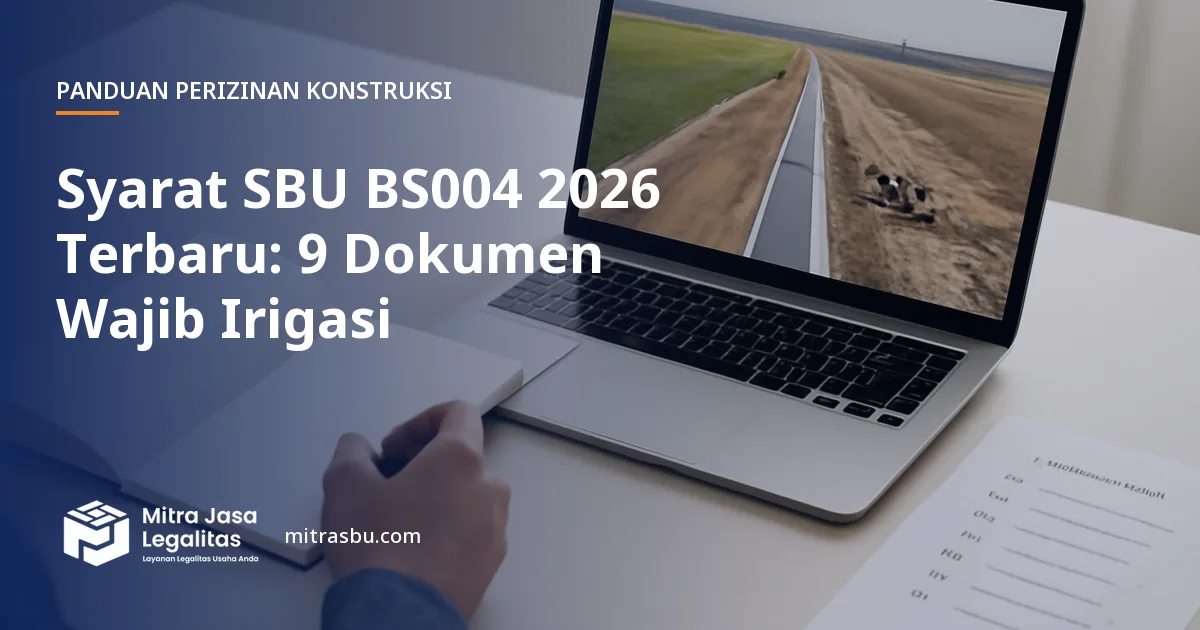 Ilustrasi artikel Syarat SBU BS004 2026 Terbaru: 9 Dokumen Wajib Irigasi — Mitra Jasa Legalitas
