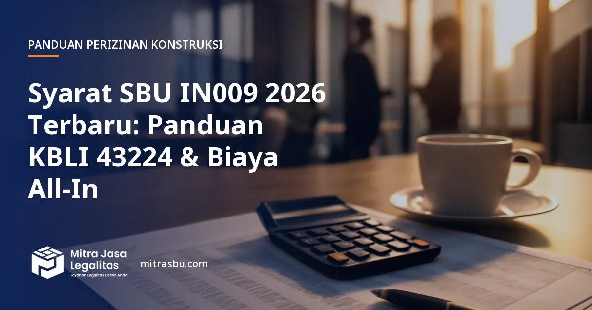 Ilustrasi artikel Syarat SBU IN009 2026 Terbaru: Panduan KBLI 43224 & Biaya All-In — Mitra Jasa Legalitas