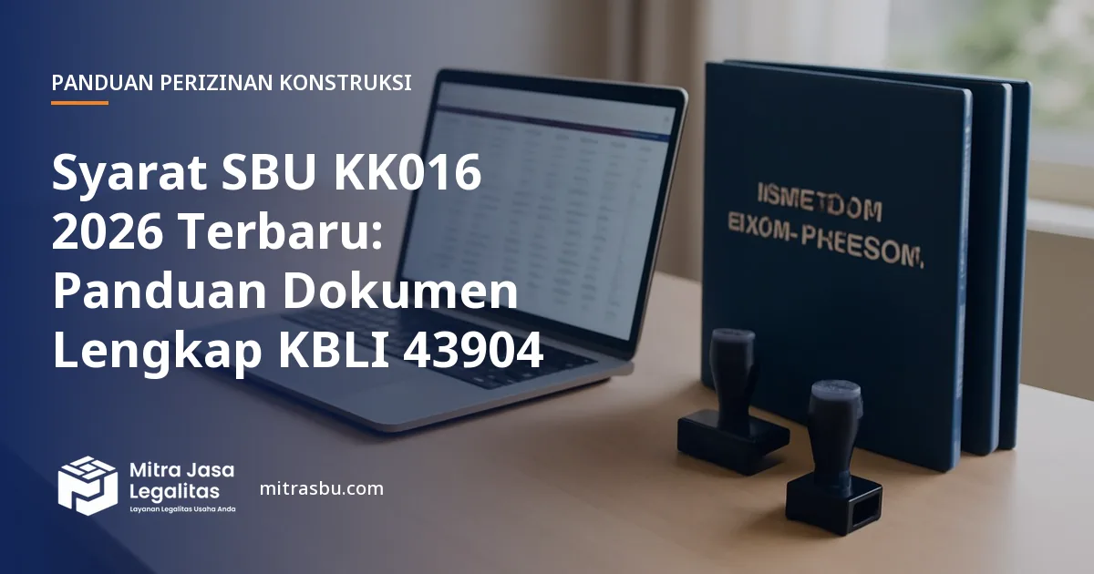 Ilustrasi artikel Syarat SBU KK016 2026 Terbaru: Panduan Dokumen Lengkap KBLI 43904 — Mitra Jasa Legalitas