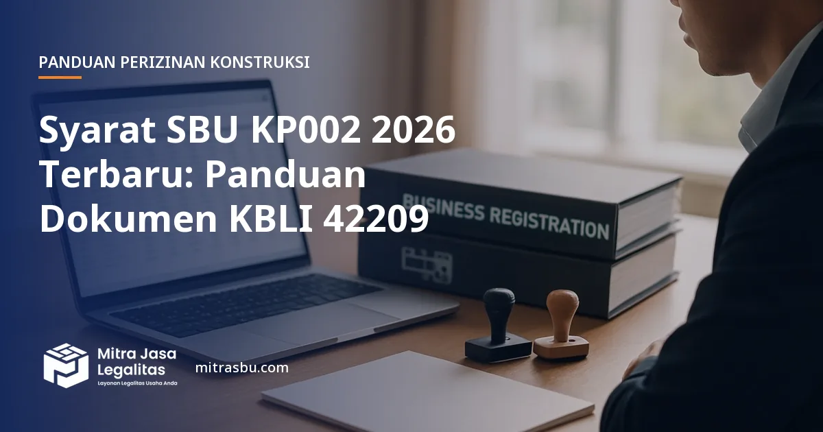 Ilustrasi artikel Syarat SBU KP002 2026 Terbaru: Panduan Dokumen KBLI 42209 — Mitra Jasa Legalitas