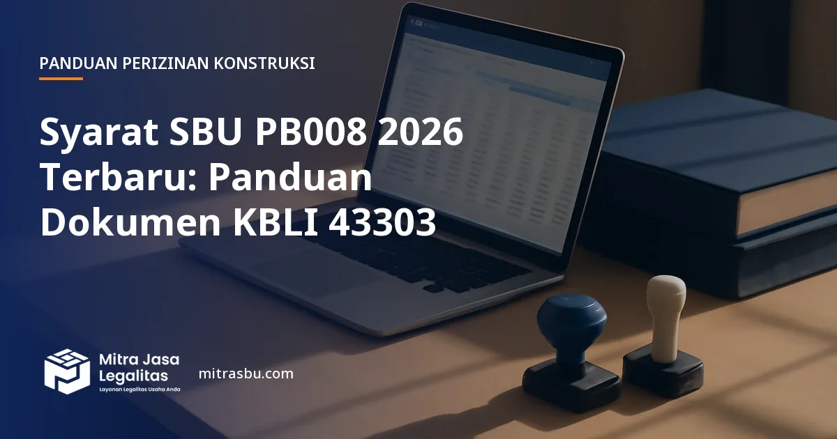 Ilustrasi artikel Syarat SBU PB008 2026 Terbaru: Panduan Dokumen KBLI 43303 — Mitra Jasa Legalitas