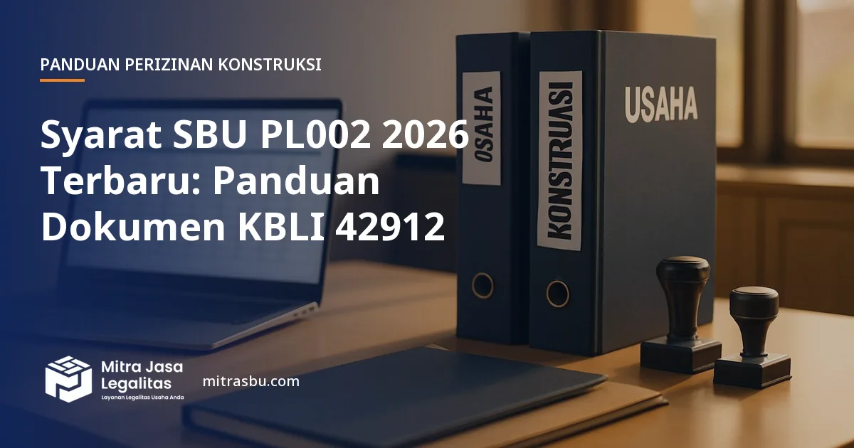 Ilustrasi artikel Syarat SBU PL002 2026 Terbaru: Panduan Dokumen KBLI 42912 — Mitra Jasa Legalitas