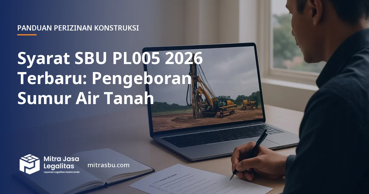 Ilustrasi artikel Syarat SBU PL005 2026 Terbaru: Pengeboran Sumur Air Tanah — Mitra Jasa Legalitas