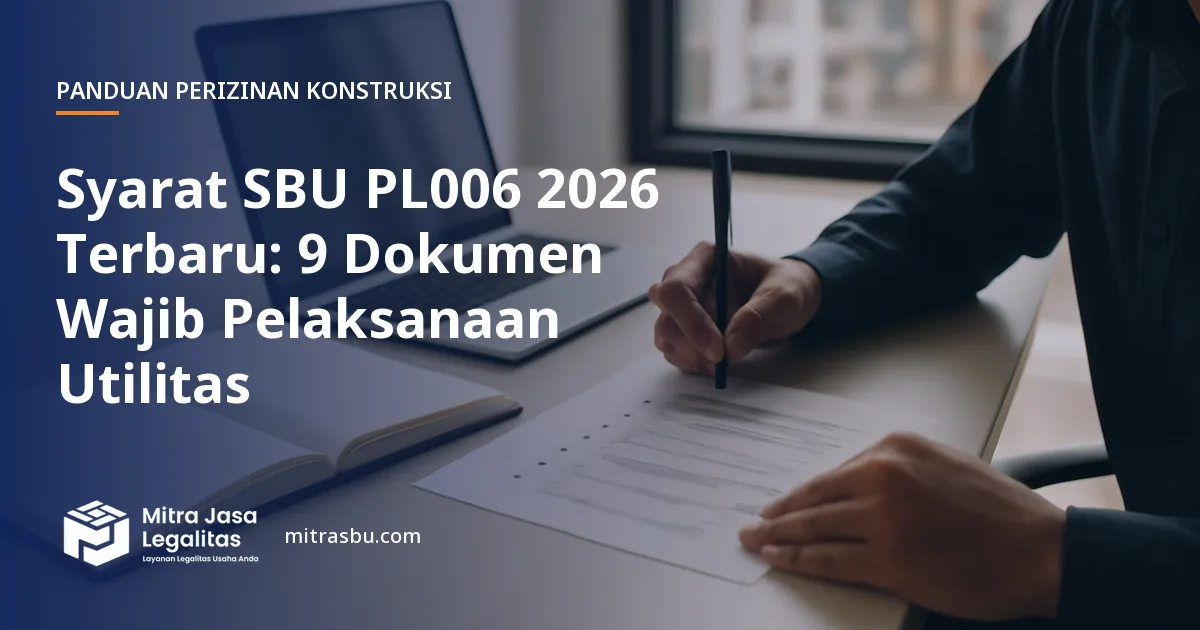 Ilustrasi artikel Syarat SBU PL006 2026 Terbaru: 9 Dokumen Wajib Pelaksanaan Utilitas — Mitra Jasa Legalitas