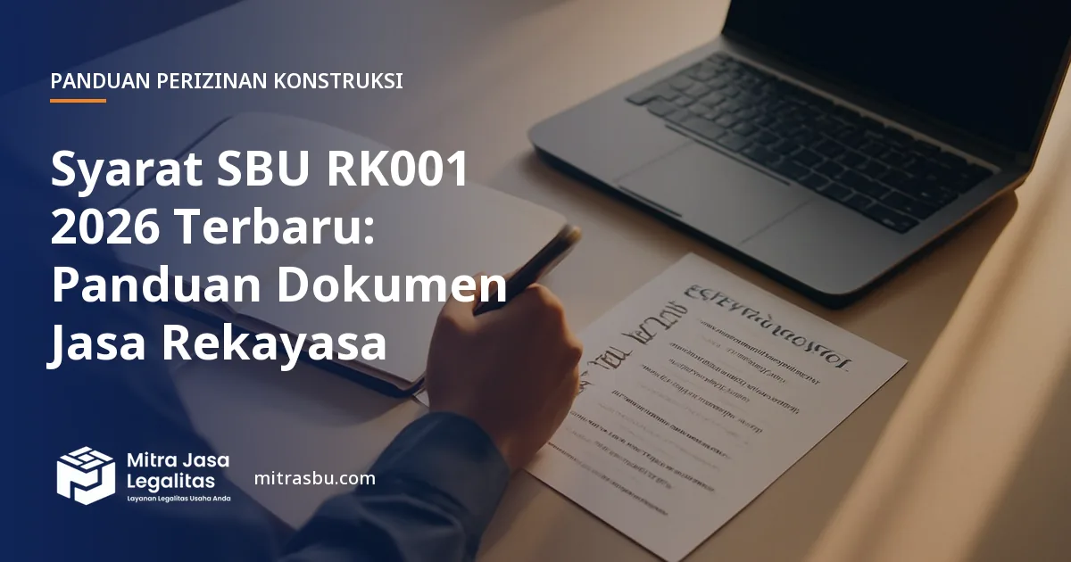 Ilustrasi artikel Syarat SBU RK001 2026 Terbaru: Panduan Dokumen Jasa Rekayasa — Mitra Jasa Legalitas
