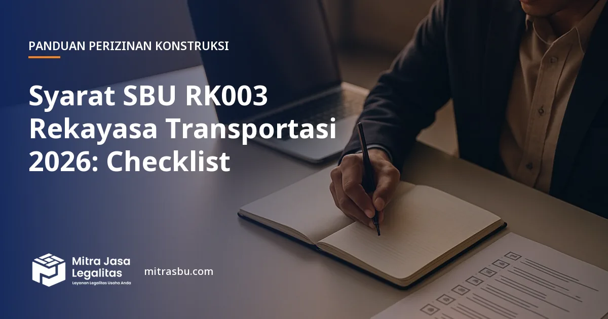 Ilustrasi artikel Syarat SBU RK003 Rekayasa Transportasi 2026: Checklist — Mitra Jasa Legalitas