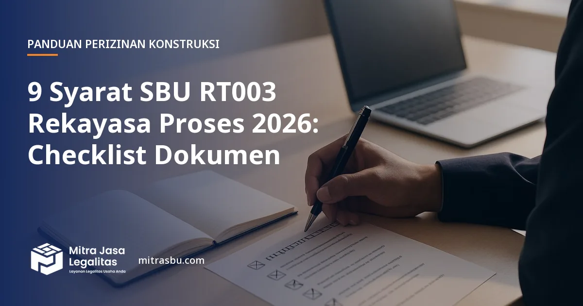 Ilustrasi artikel 9 Syarat SBU RT003 Rekayasa Proses 2026: Checklist Dokumen — Mitra Jasa Legalitas