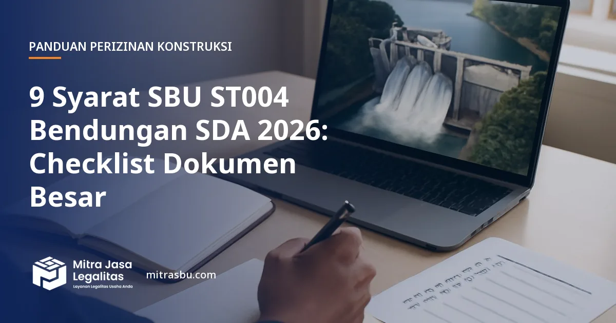 Ilustrasi artikel 9 Syarat SBU ST004 Bendungan SDA 2026: Checklist Dokumen Besar — Mitra Jasa Legalitas